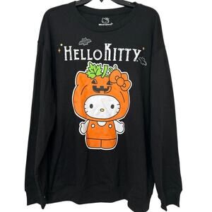 Hello Kitty Halloween Pumpkin Black Graphic Crewneck Sweatshirt New XL